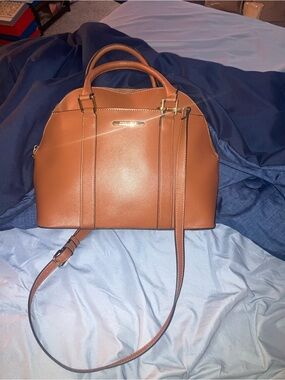 Steve Madden Cognac Leather Satchel with Removable Strap